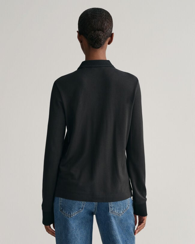 Verziertes Langarm-Poloshirt mit Kragen