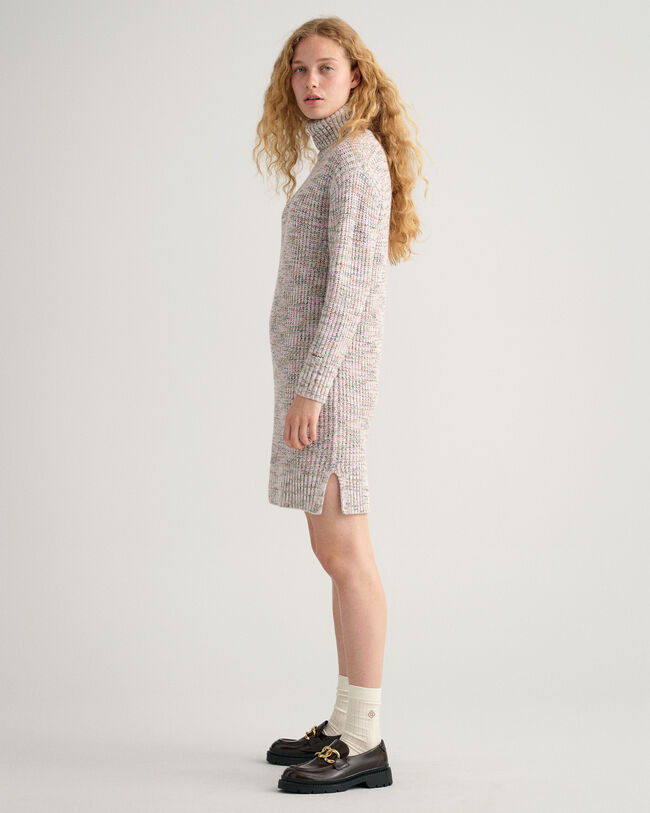 Mehrfarbiges Rollkragenkleid