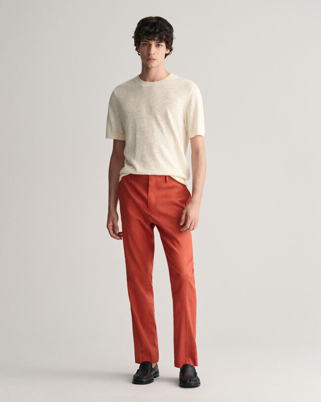 Slim Fit Baumwoll Leinen Anzughose