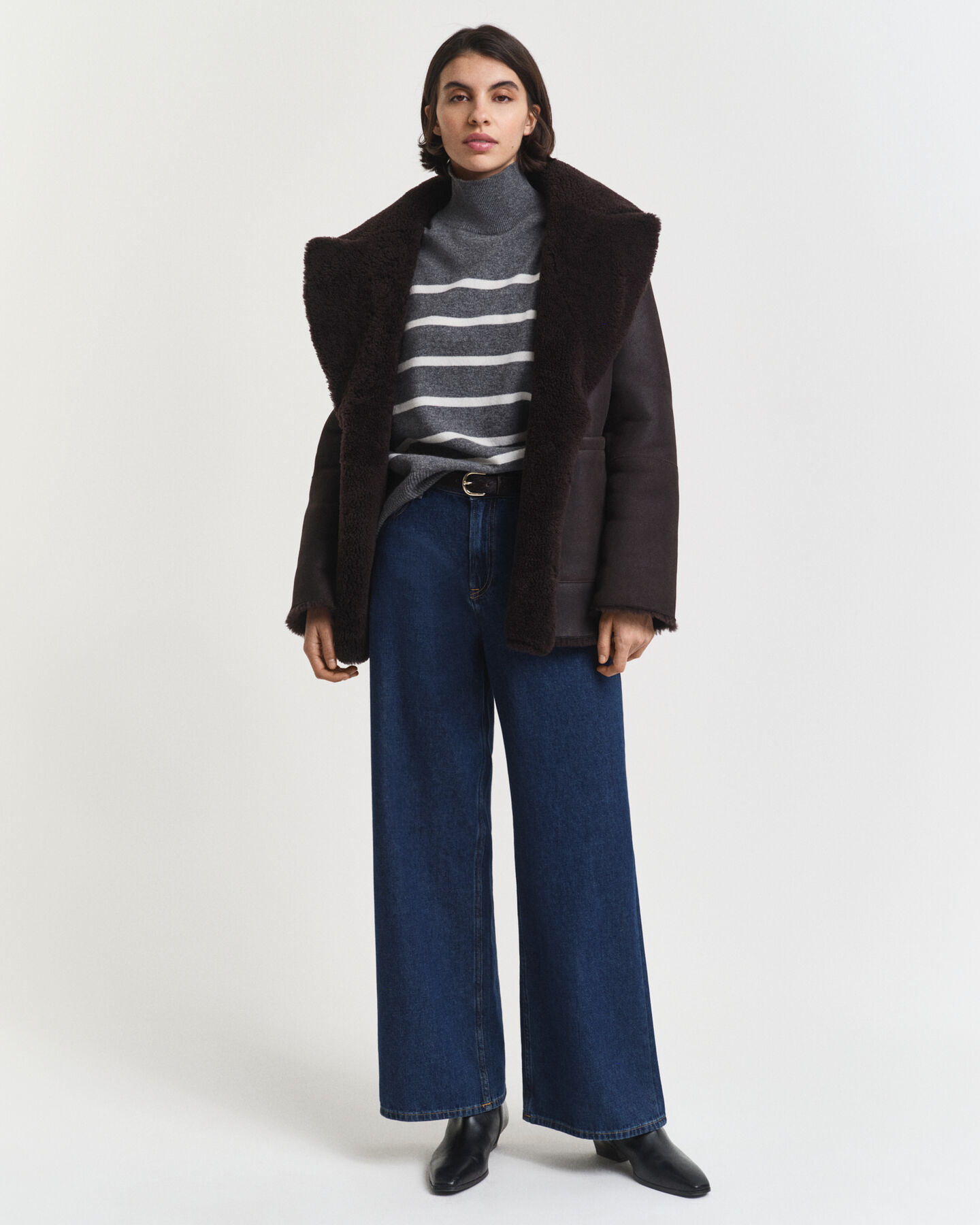 Gestreifter Rollkragenpullover aus Superfine Lambswool