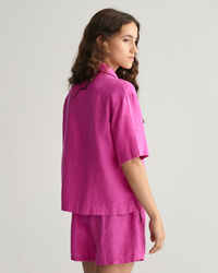 Teen Girls Kastige Leinen Kurzarmbluse