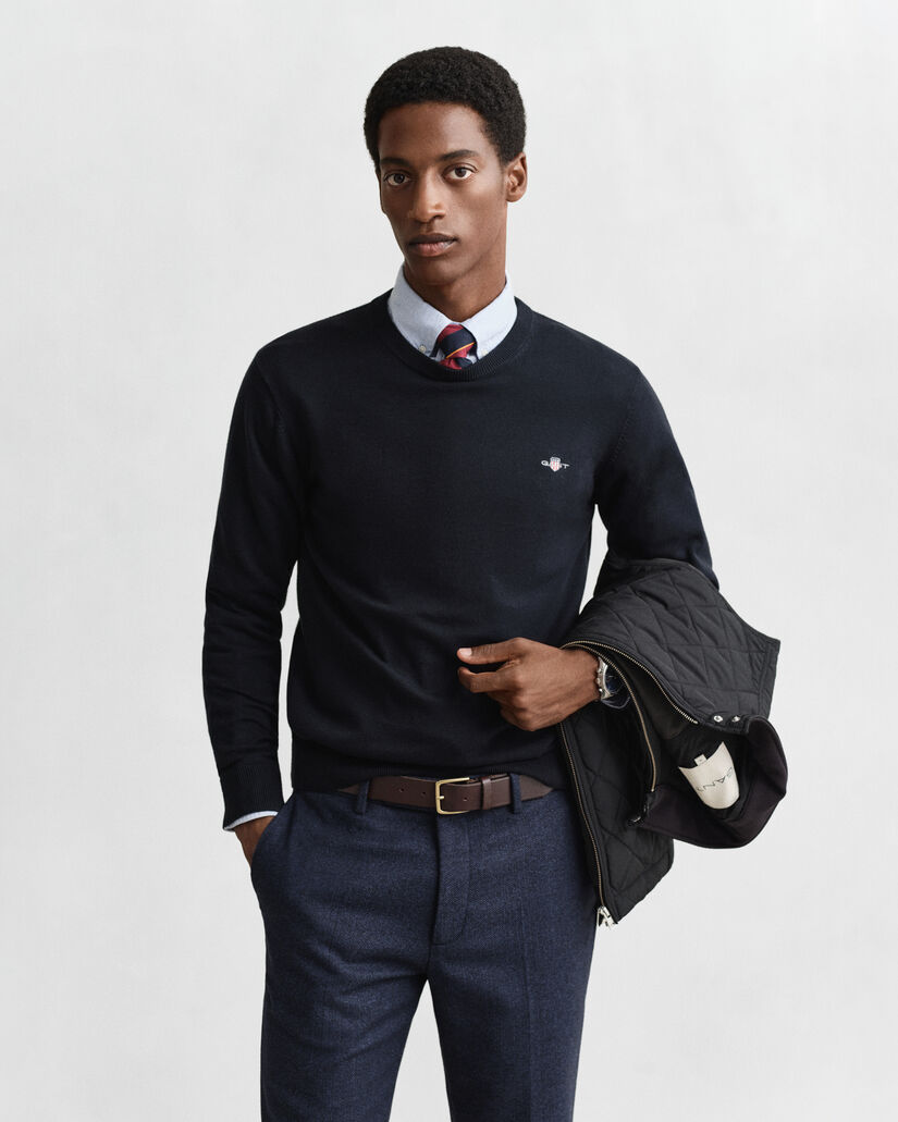 Klassischer Rundhalspullover aus Baumwolle