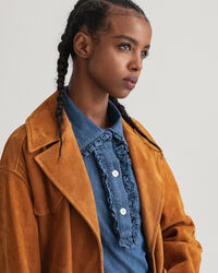 Veloursledermantel mit Gürtel