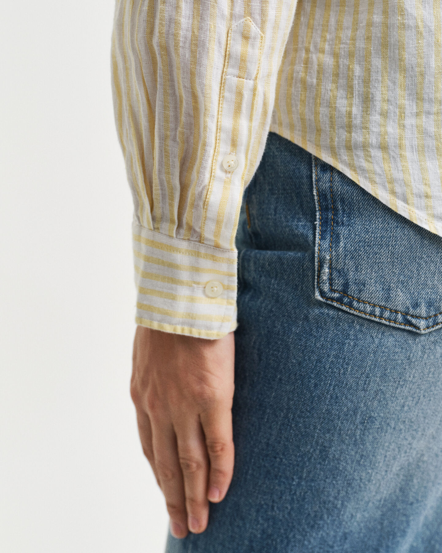 Regular Fit Leinenbluse mit Streifen