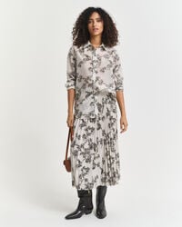 Midirock mit Falten und mit Baum-Print