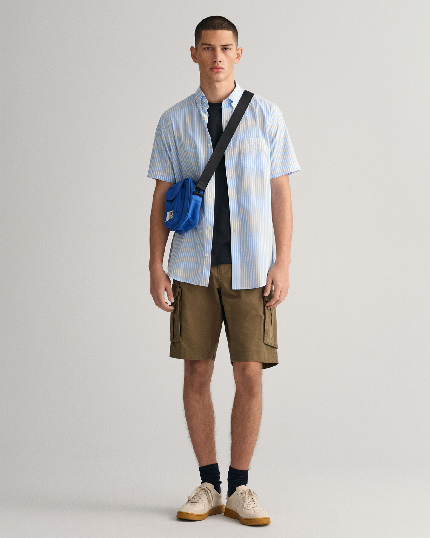 Regular Fit Broadcloth Kurzarm Hemd mit Streifen