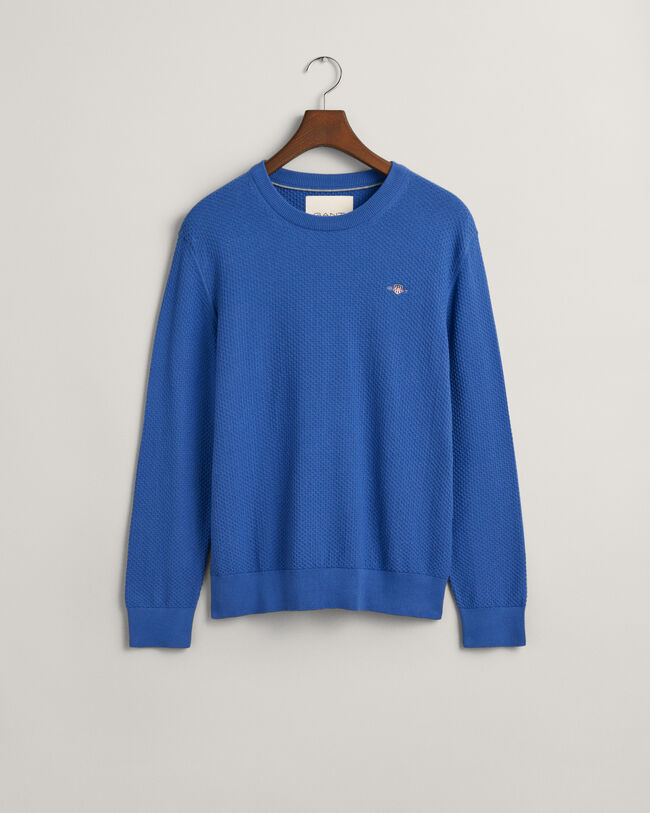 Strukturierter Rundhalspullover aus Baumwolle