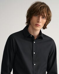 Slim Fit Einfarbiges Twillhemd