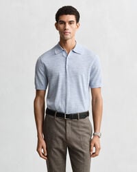 Kurz&auml;rmeliger Polopullover aus extrafeiner Merinowolle