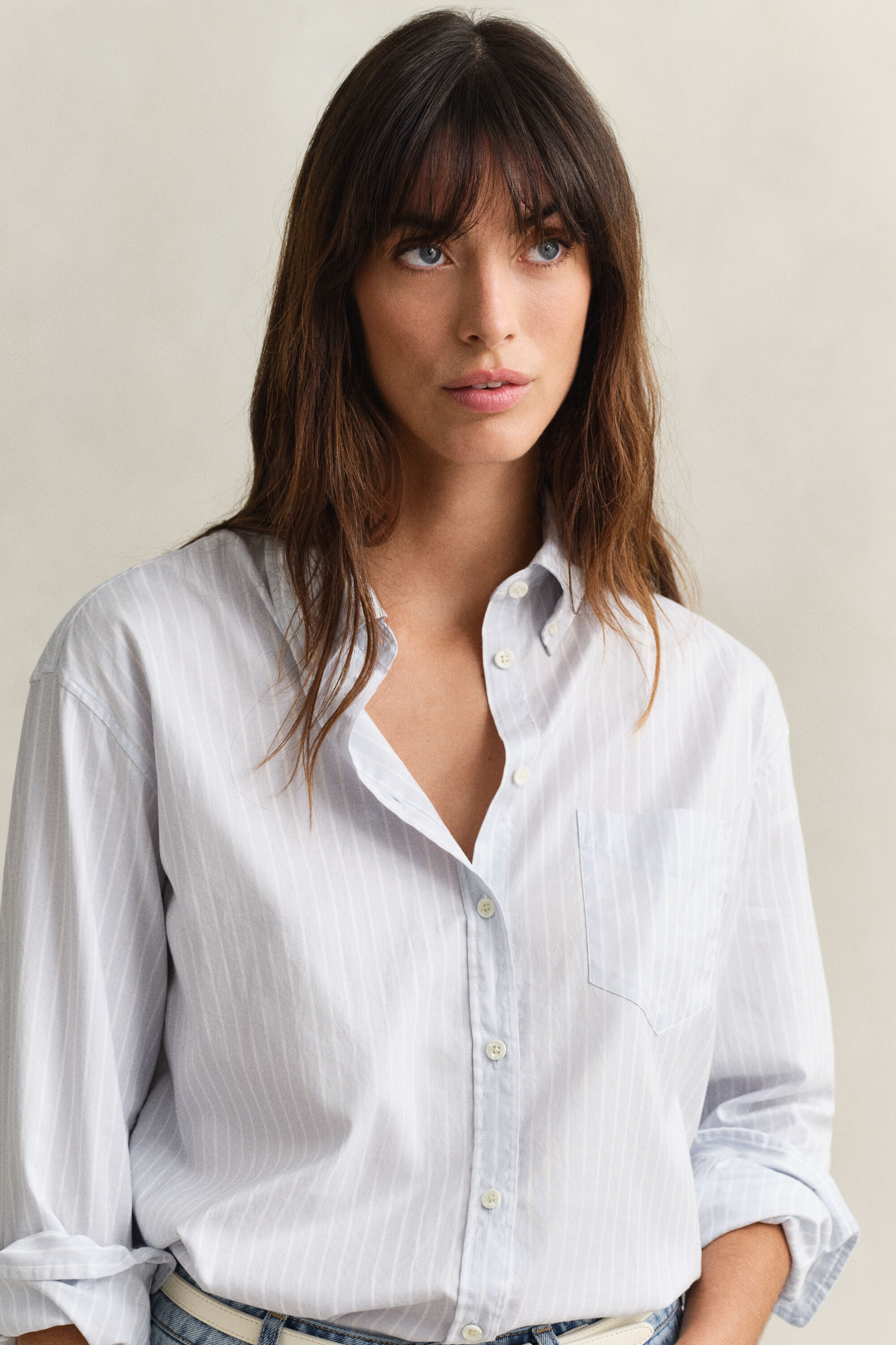 Luxury Oxford-Bluse mit Streifen