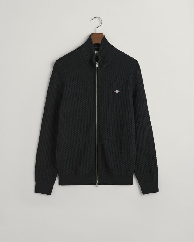 Strickjacke aus strukturierter Baumwolle mit Rei&szlig;verschluss