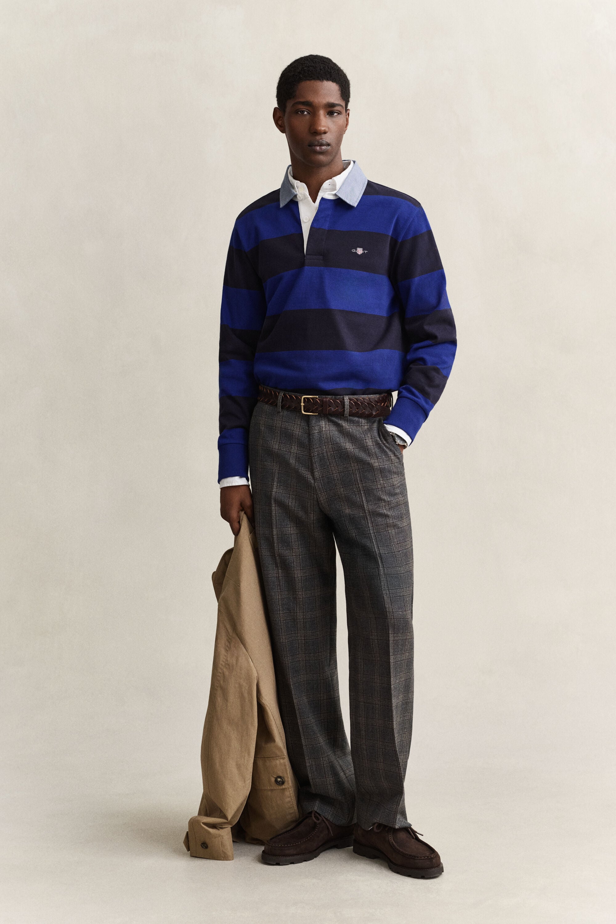 Gestreiftes Heavy Rugger mit Chambray-Kragen