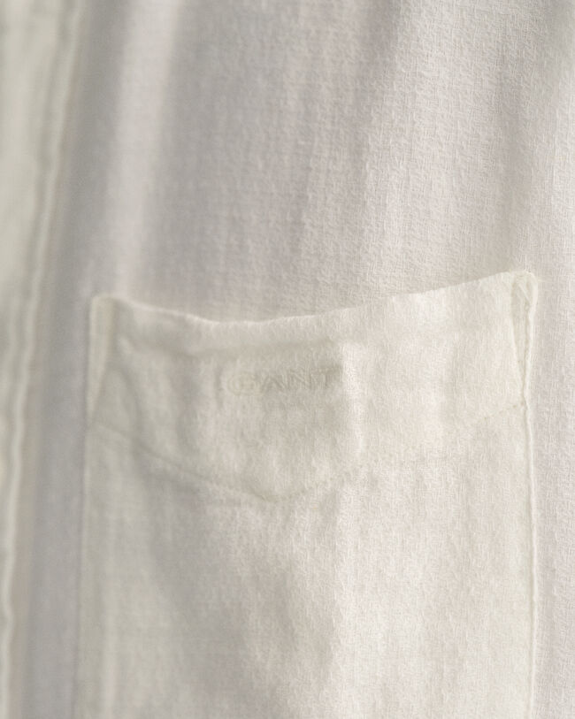 Regular Fit Baumwoll Leinen Kurzarmhemd mit Struktur