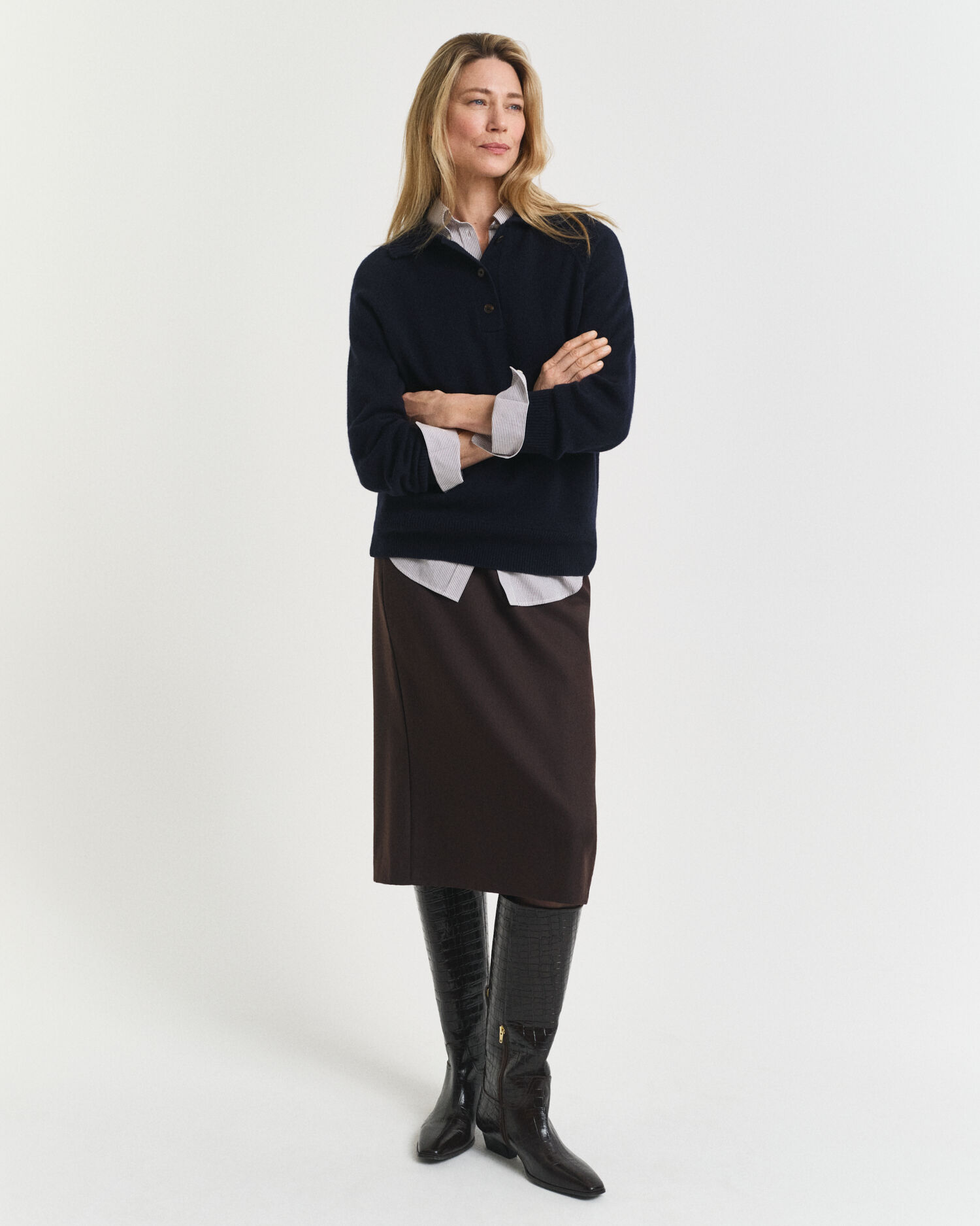 Bleistiftrock aus Wollmix in Midilänge