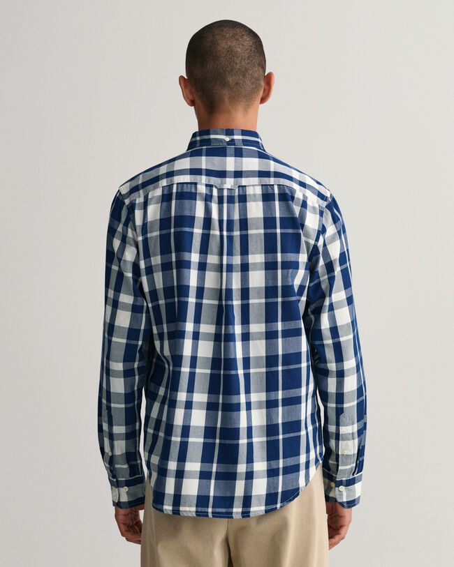 Regular Fit Indigo Tartan Hemd aus Twill