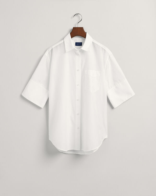 Relaxed Fit Baumwoll Seiden Kurzarmbluse