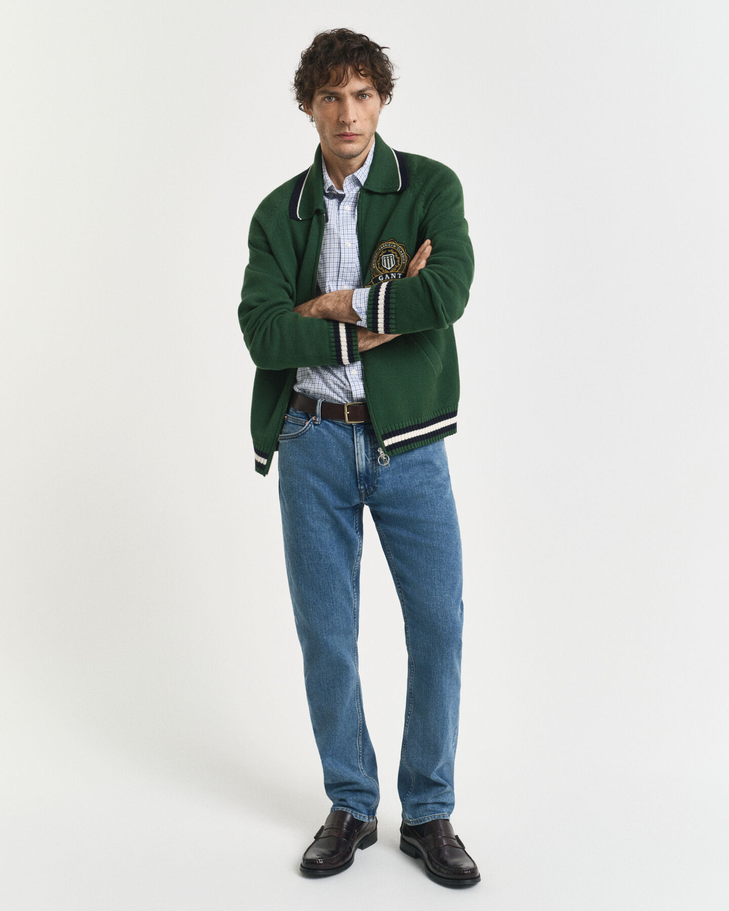 Regular Fit Classic Popeline Hemd mit Mikro-Karomuster