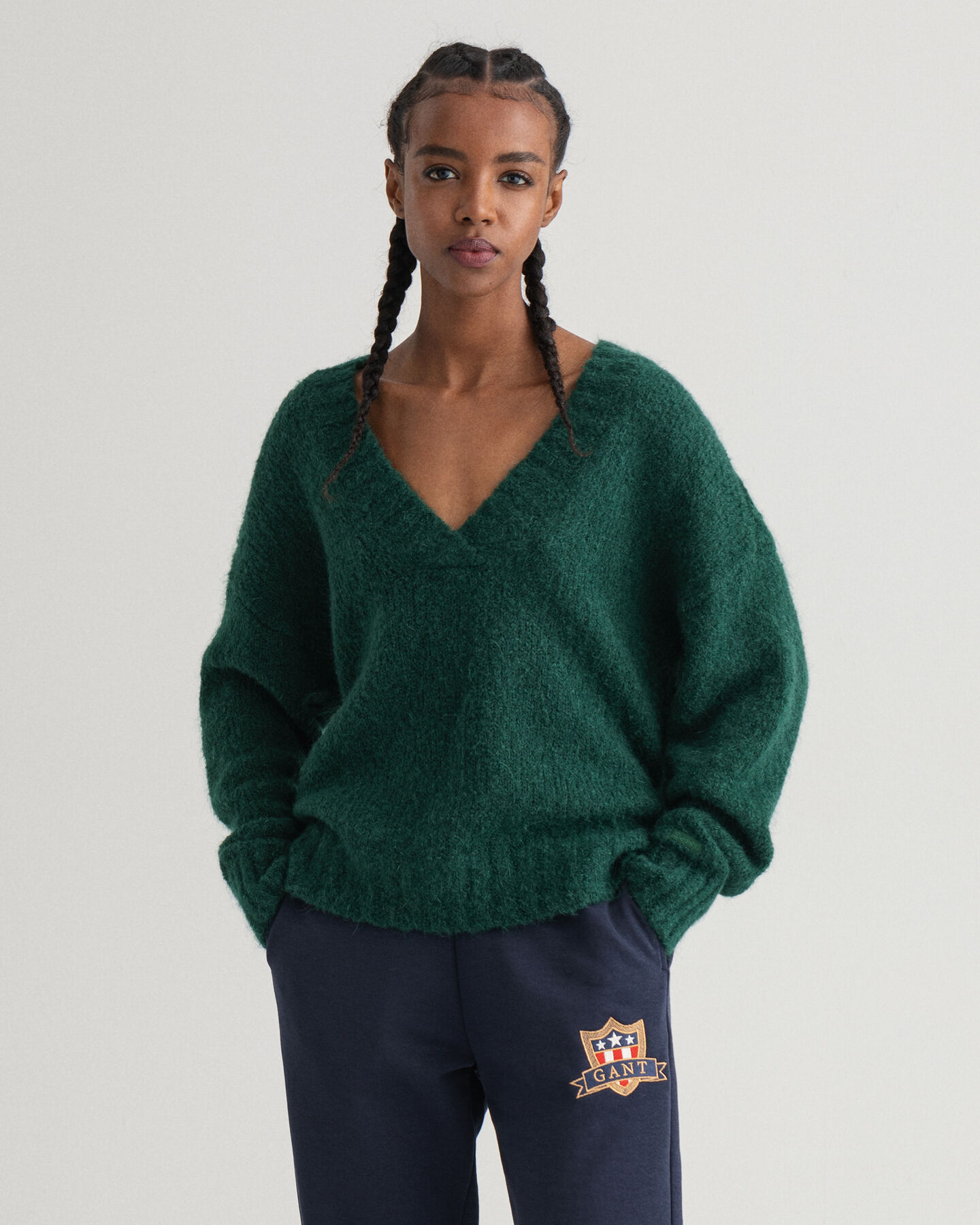 V-Neck Pullover aus Mohair