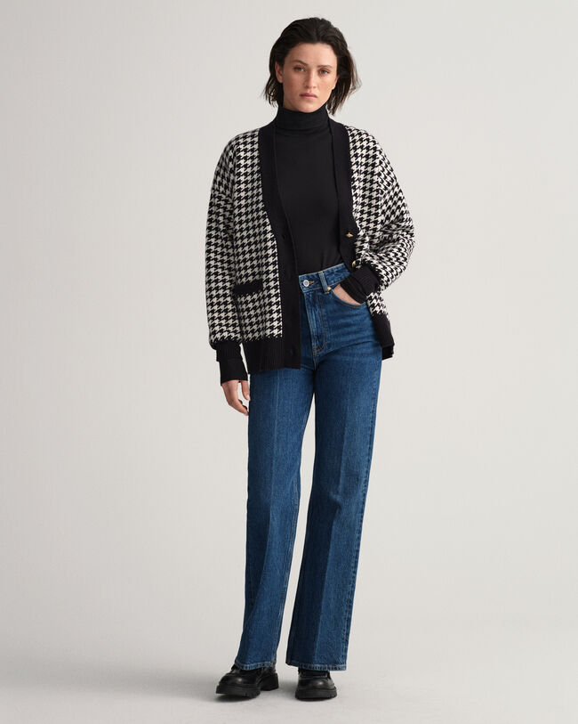 Houndstooth Oversized Strickjacke