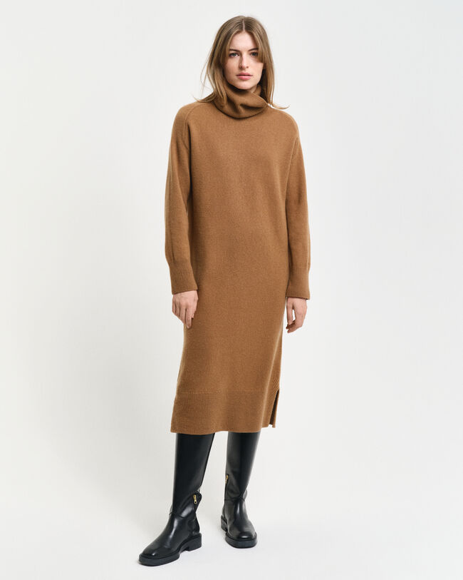 Herringbone Detail Rollkragenkleid