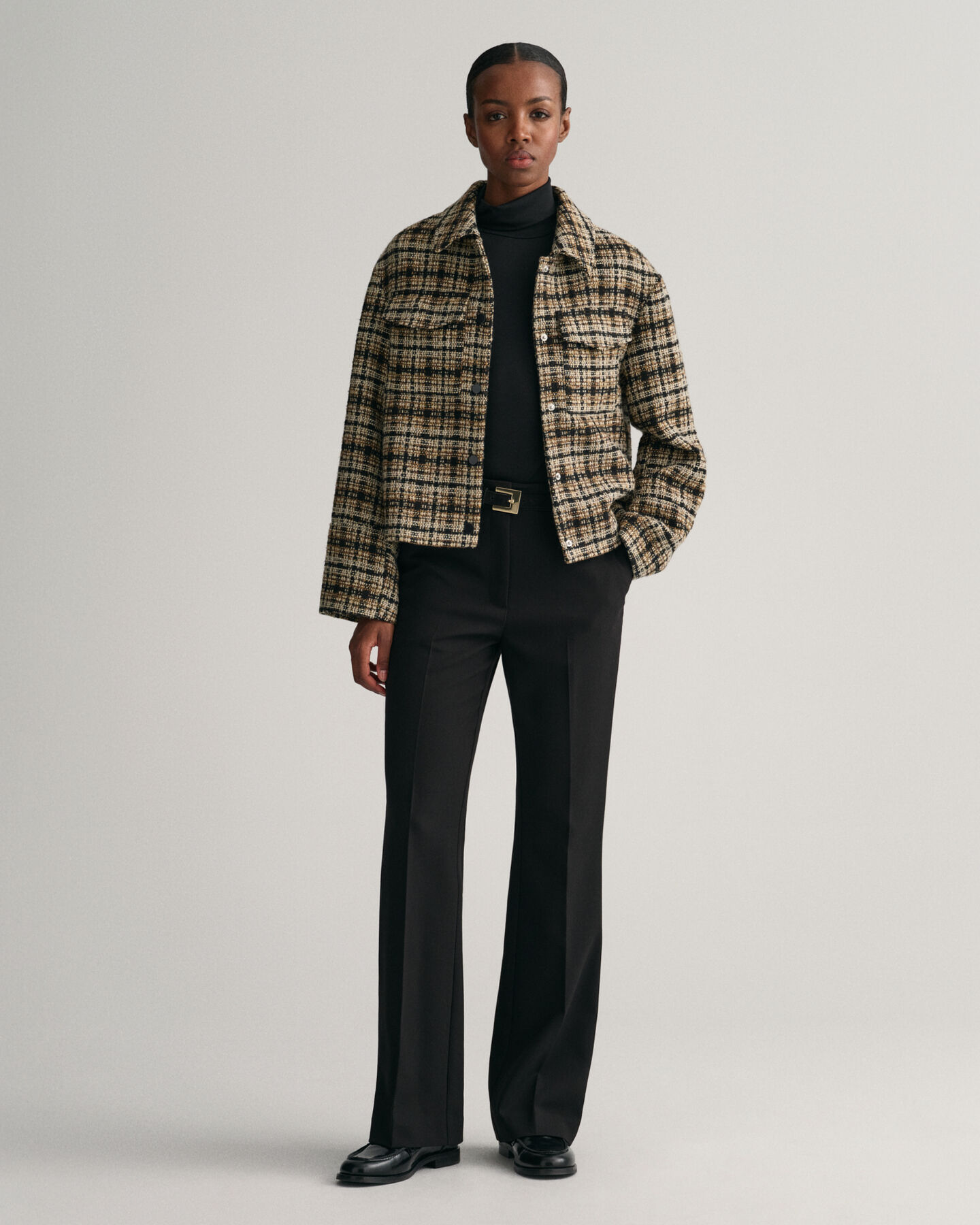 Tweed Blazerjacke mit Karomuster