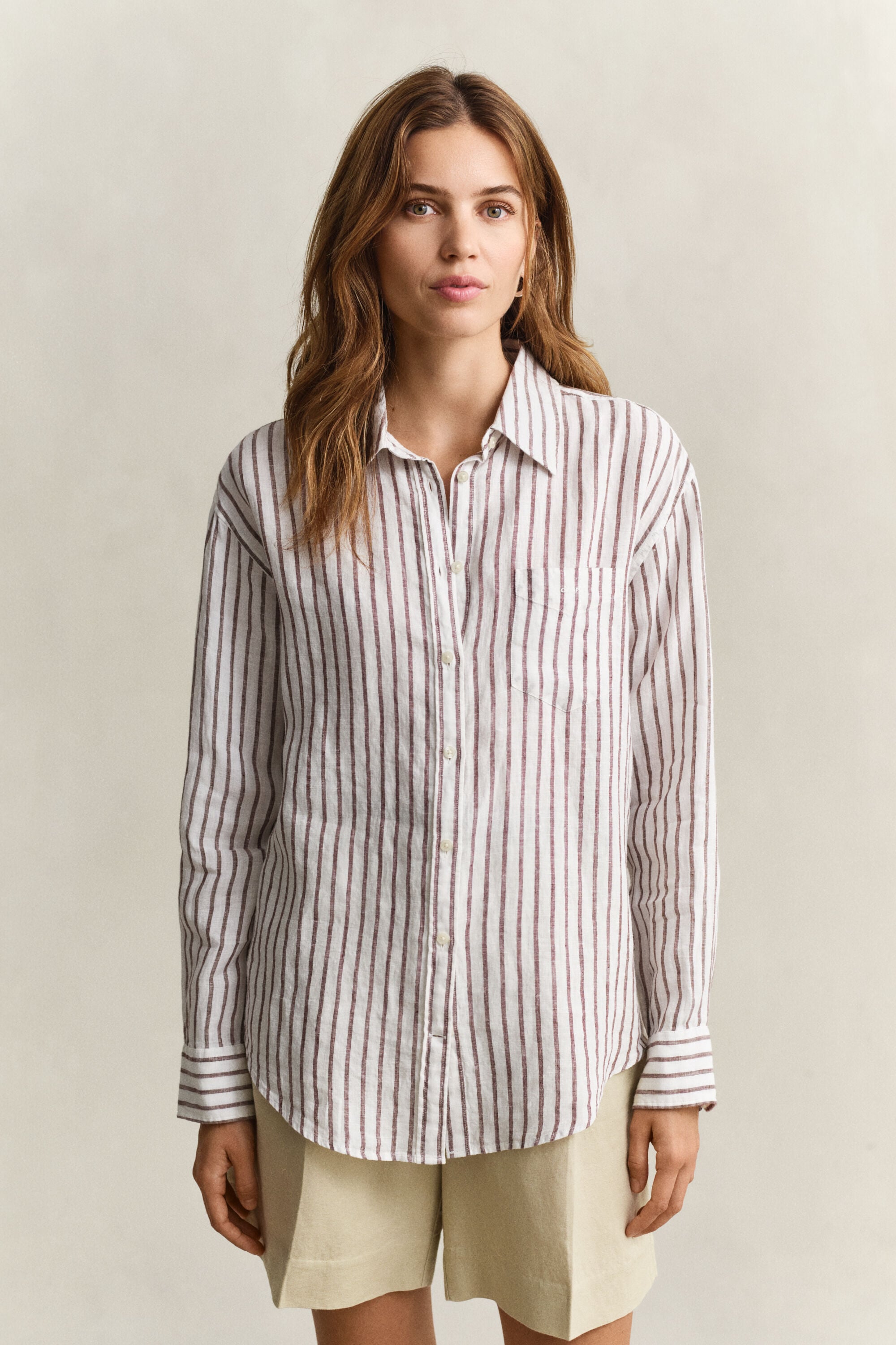 Relaxed Fit Leinen Bluse mit Streifen