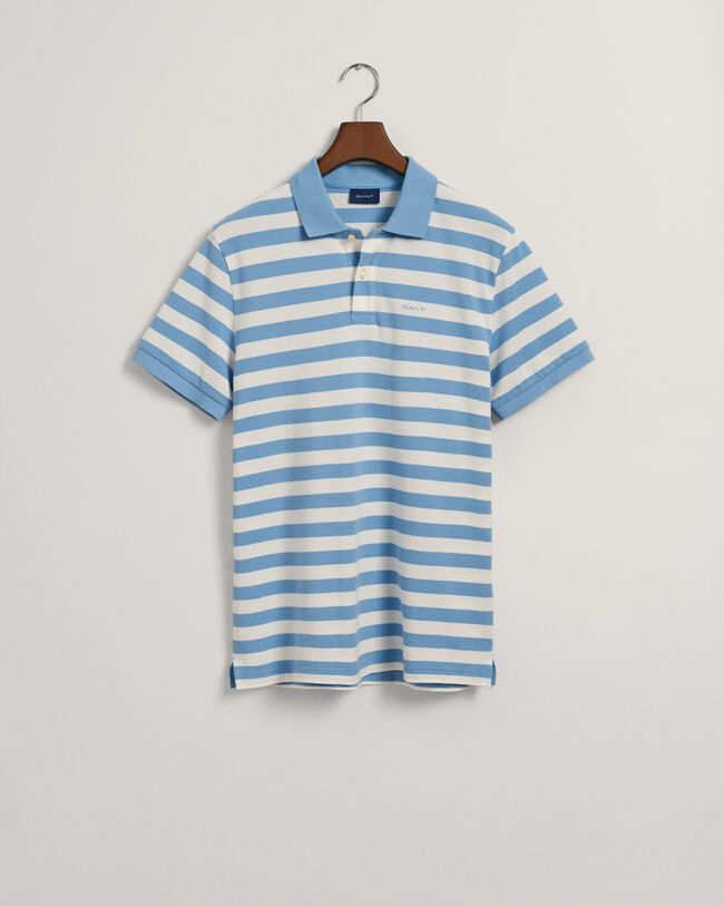 Mehrfarbig gestreiftes Piqu&eacute; Poloshirt