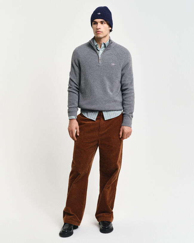 Gerippter Troyer aus Baumwoll-Woll-Gemisch