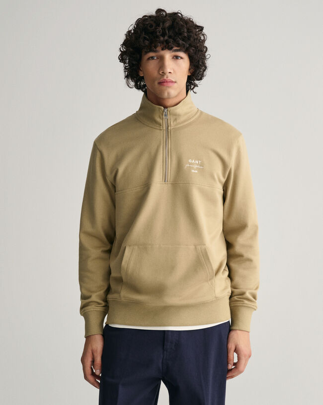 GANT Script Graphic Sweatshirt mit halblangem Rei&szlig;verschluss