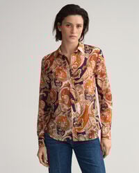 Regular Fit Paisley Bluse aus Baumwolle und Seide