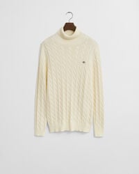 Zopfstrick Rollkragenpullover aus Baumwolle