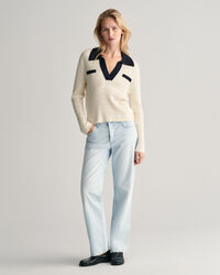 Zopfstrick Polopullover