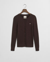 Strickjacke aus Stretch-Baumwolle mit Zopfmuster