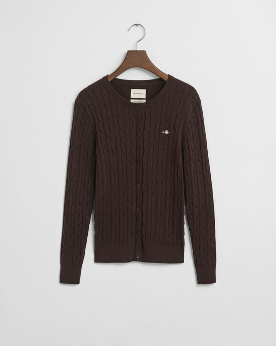 Strickjacke aus Stretch-Baumwolle mit Zopfmuster