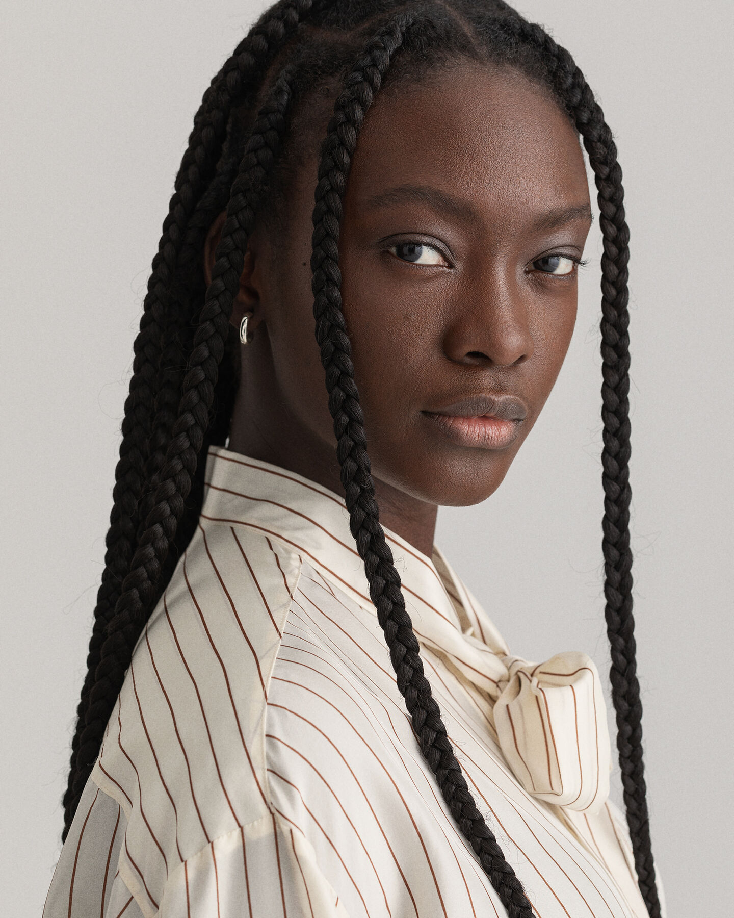 Schluppenbluse aus Seide mit Nadelstreifen