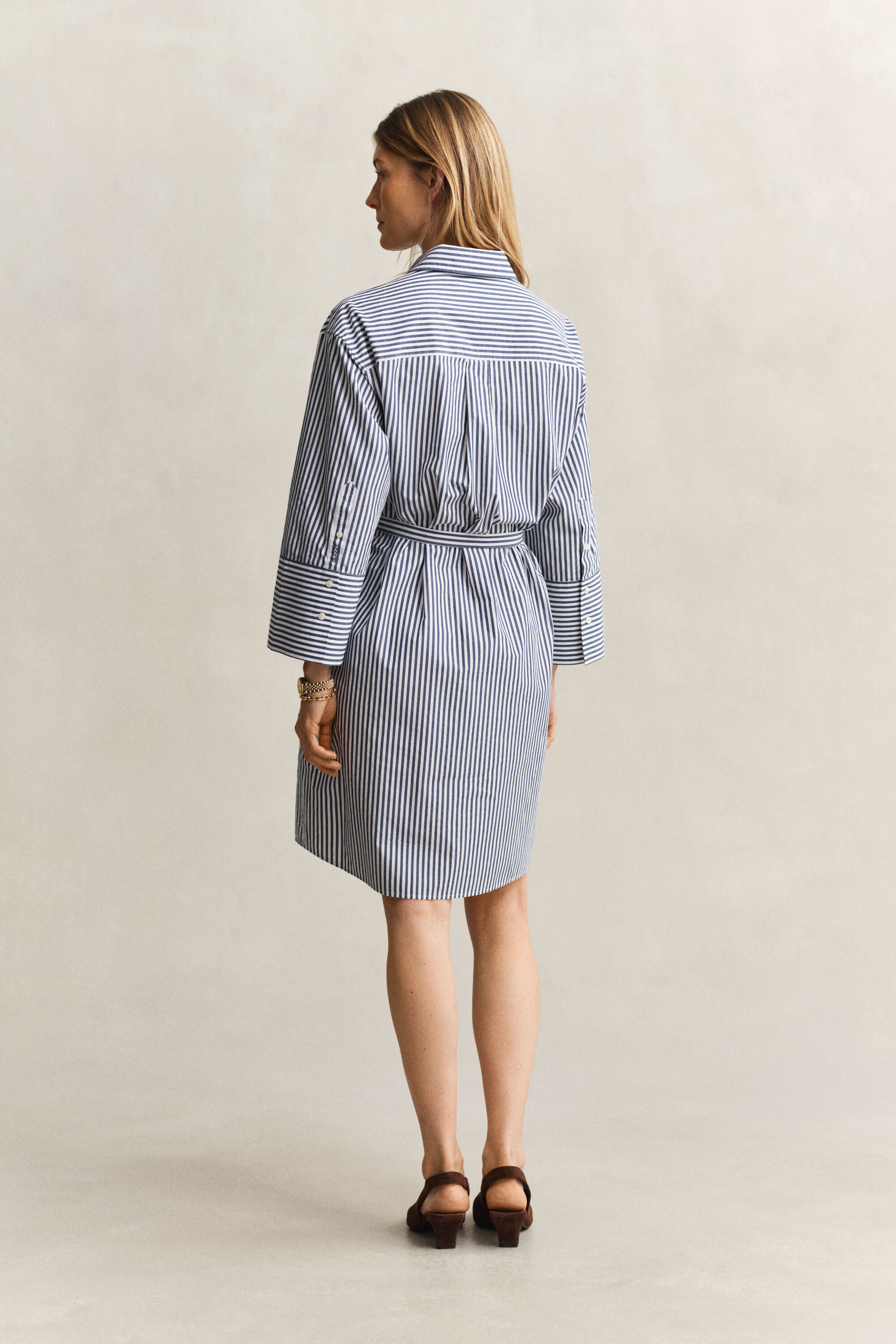 Popeline Hemdblusenkleid mit Streifen