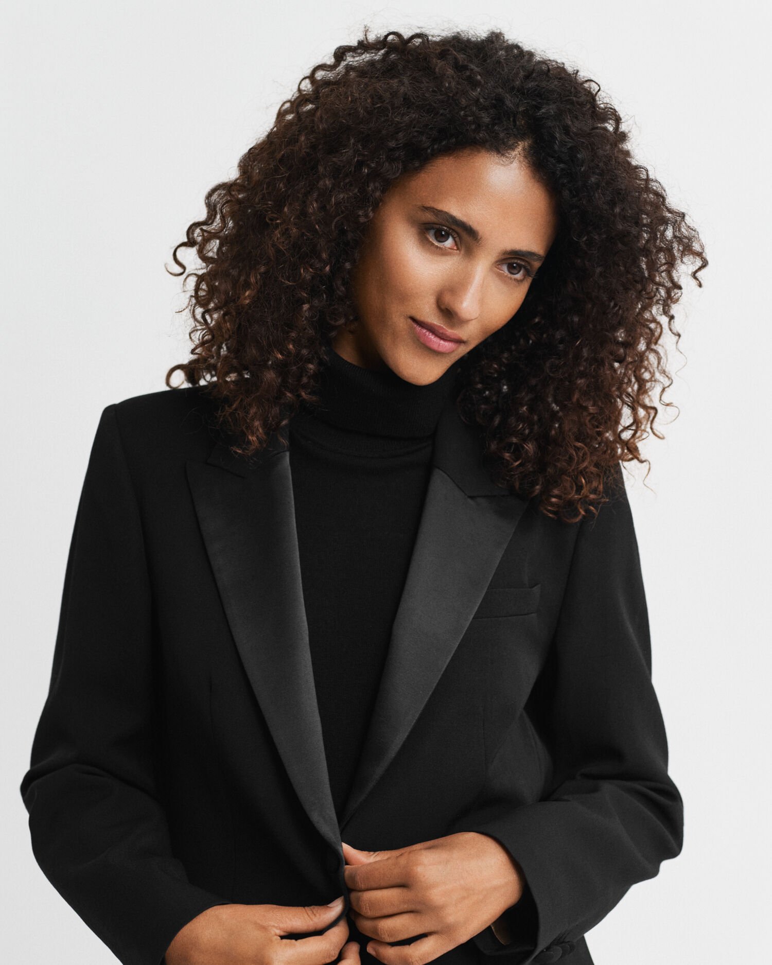 Regular Fit Tuxedo Blazer aus Wollmischung