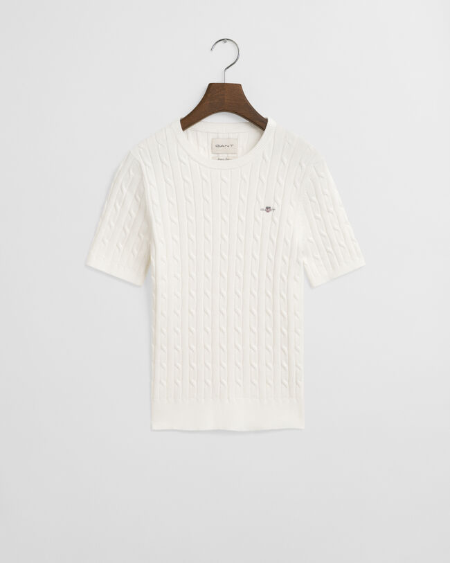 Zopfstrick-Pullover aus Stretch-Baumwolle