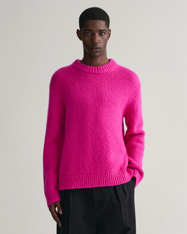 Boucl&eacute; Rundhalspullover aus Wolle