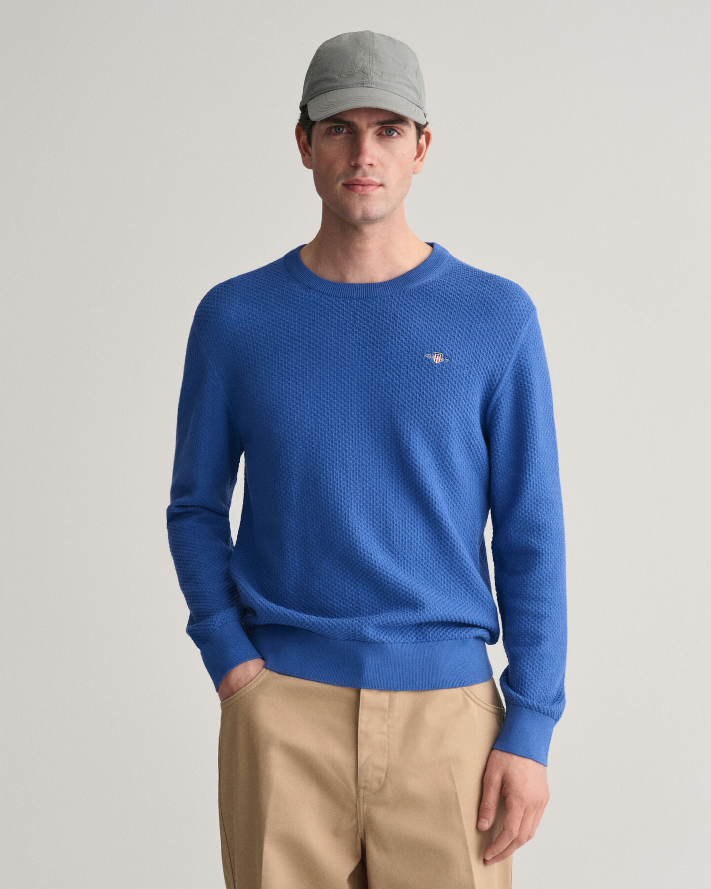 Strukturierter Rundhalspullover aus Baumwolle