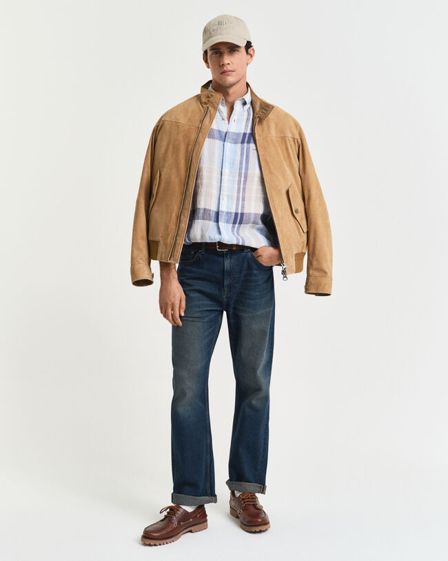 Regular Fit Madras Leinen Hemd