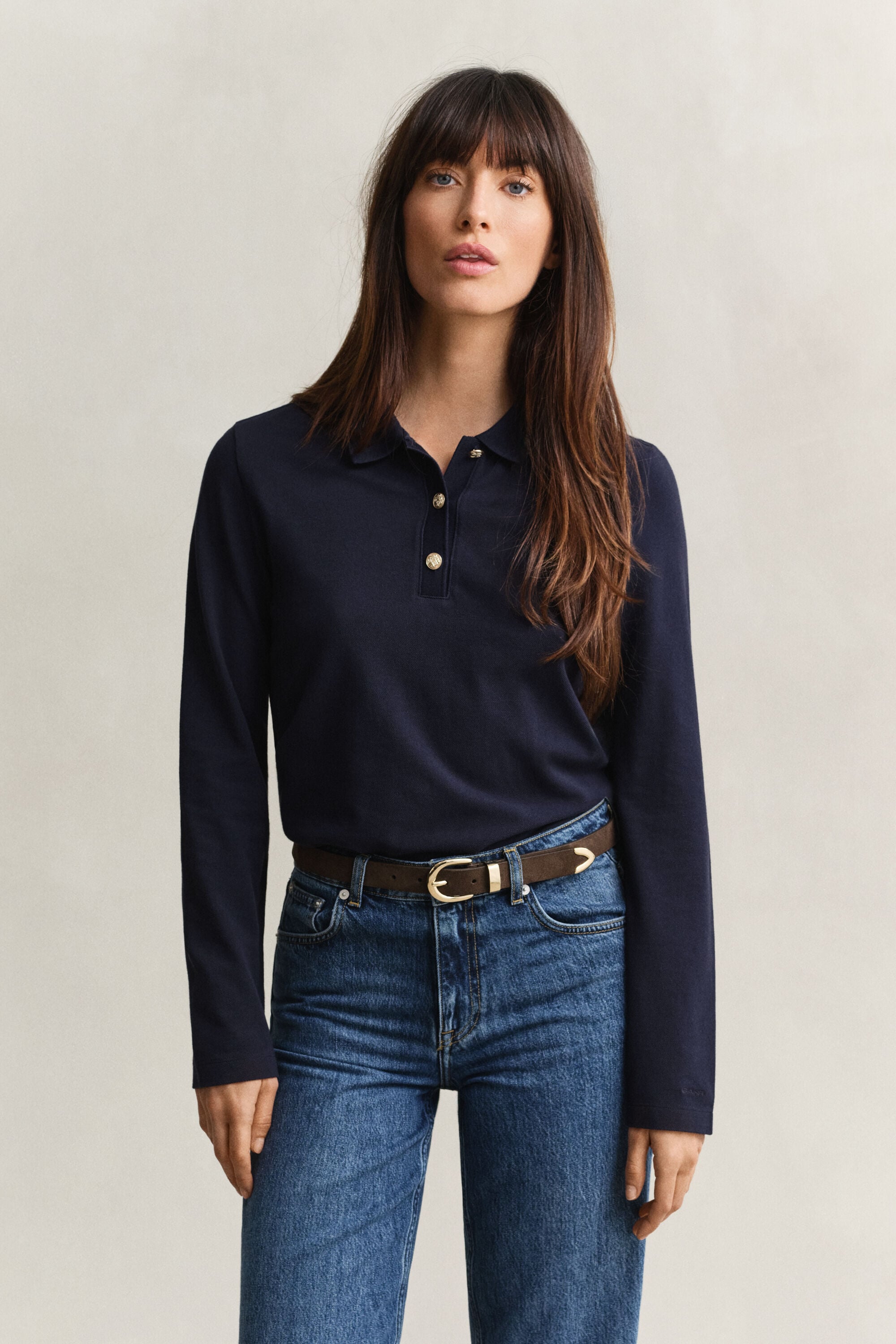 Langärmliges Piqué-Poloshirt