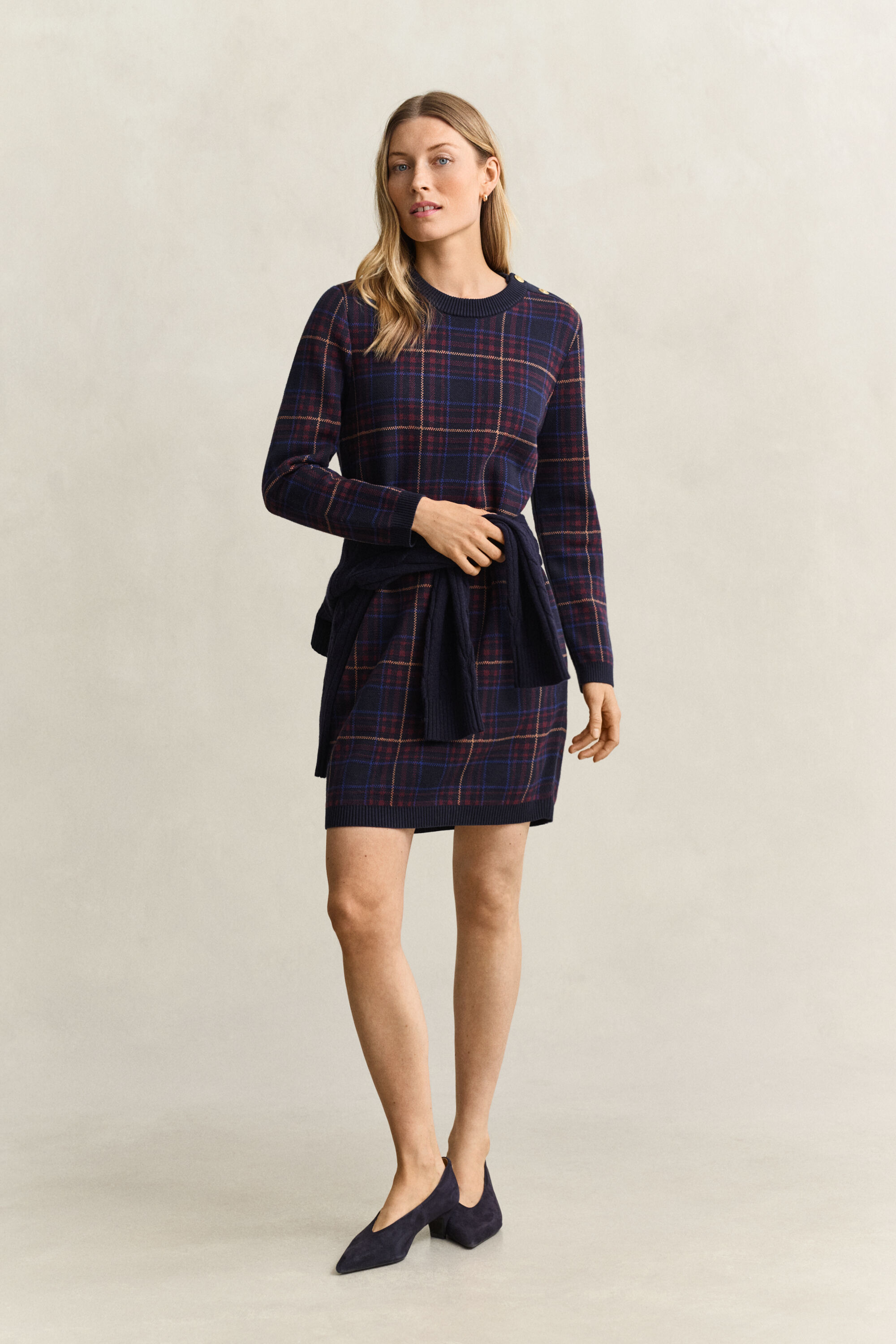 Kariertes Strickkleid