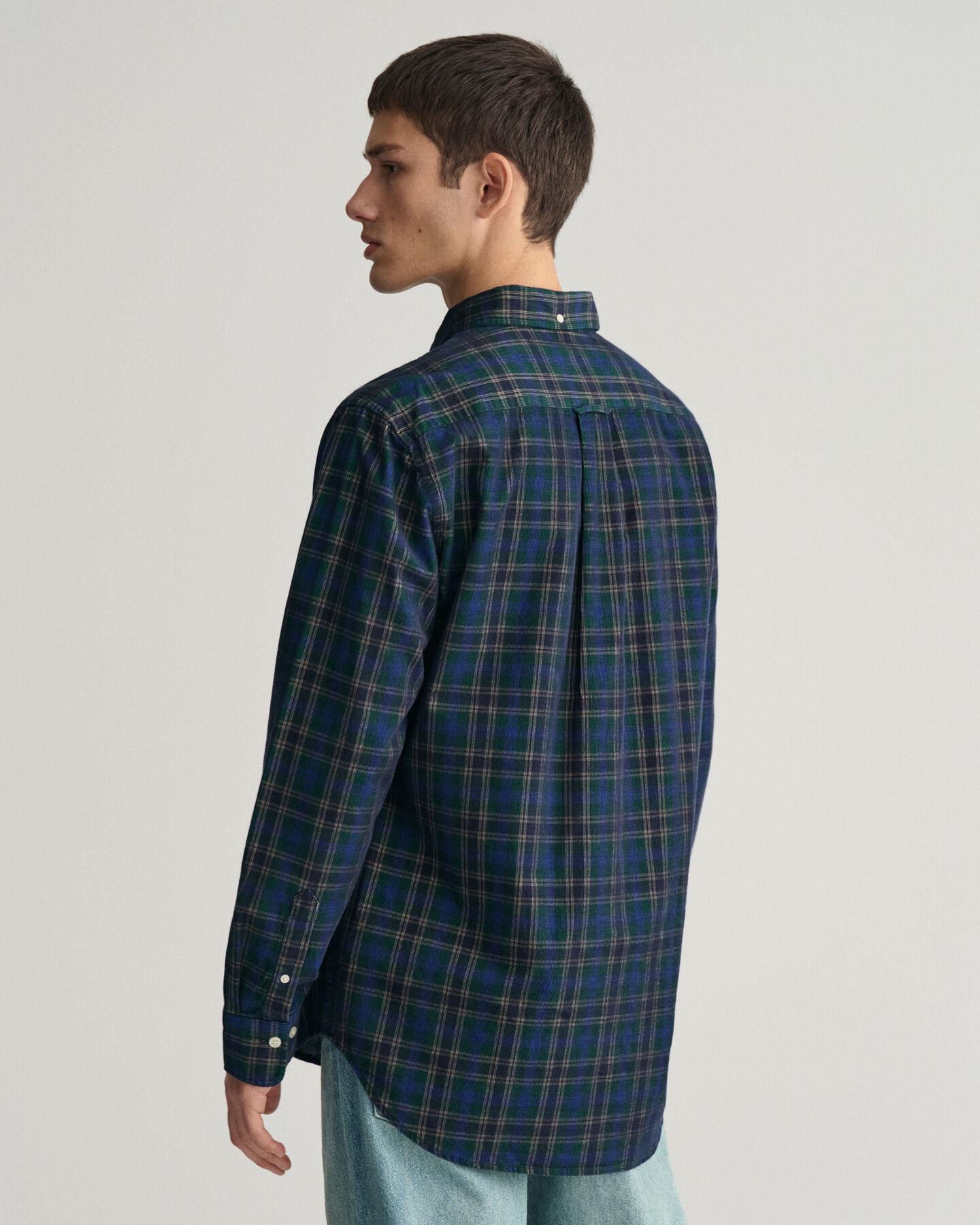 Regular Fit Cordhemd mit Karomuster