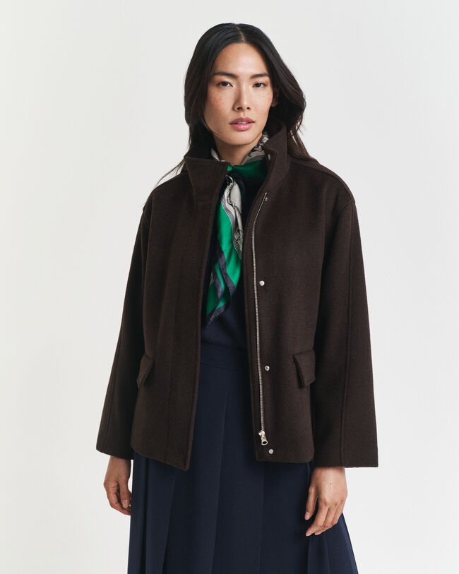 Kurze Reißverschlussjacke aus Wolle