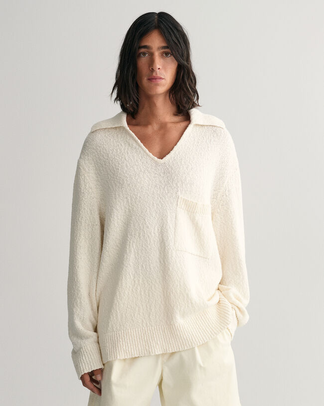 Polopullover aus Baumwoll-Leinen-Flammgarn