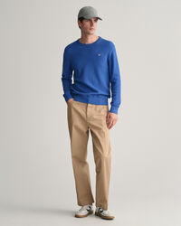 Strukturierter Rundhalspullover aus Baumwolle