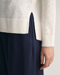 V-Neck Pullover aus Leinenmischgewebe