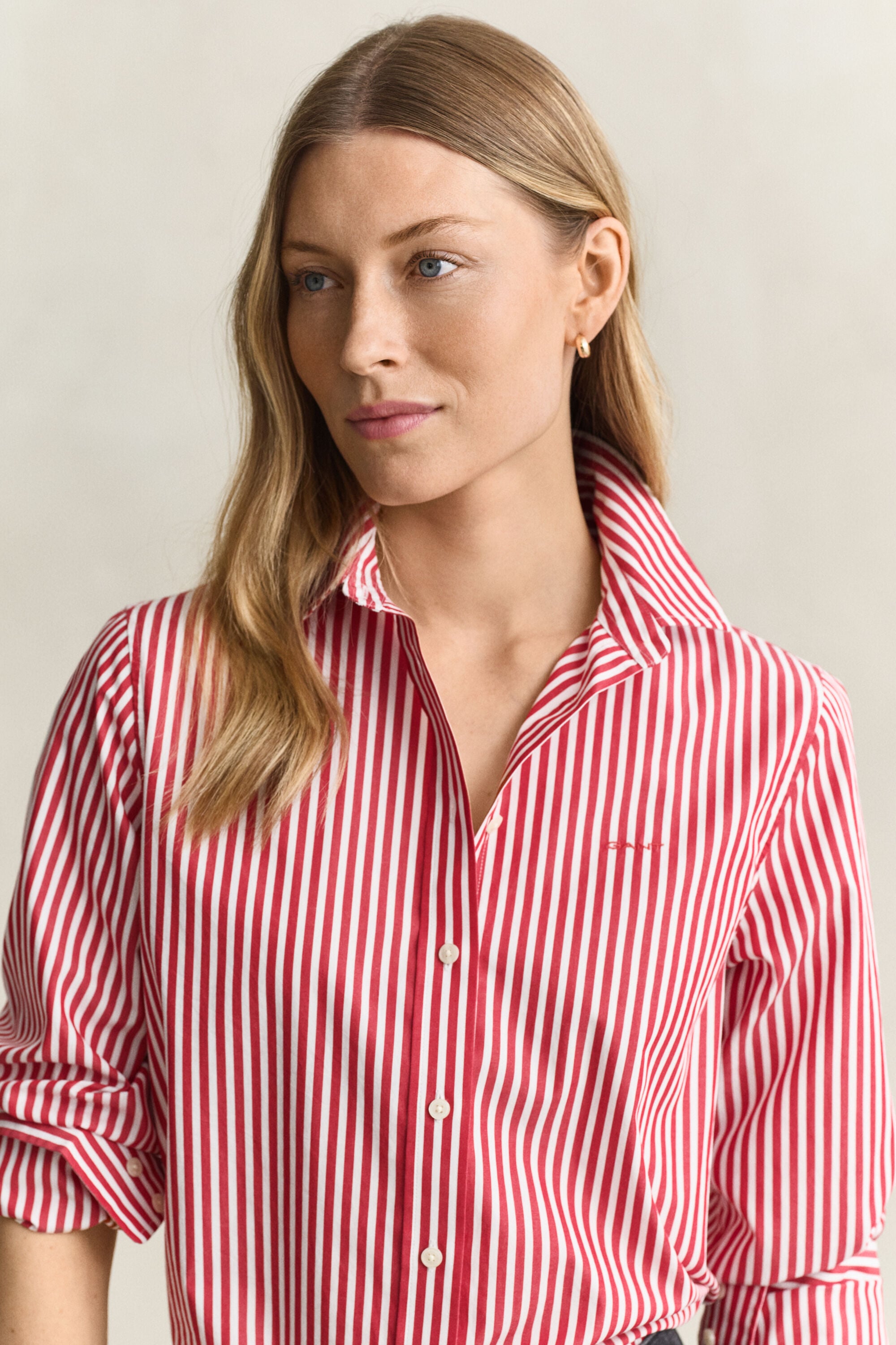 Popeline-Bluse im Regular Fit mit Streifen