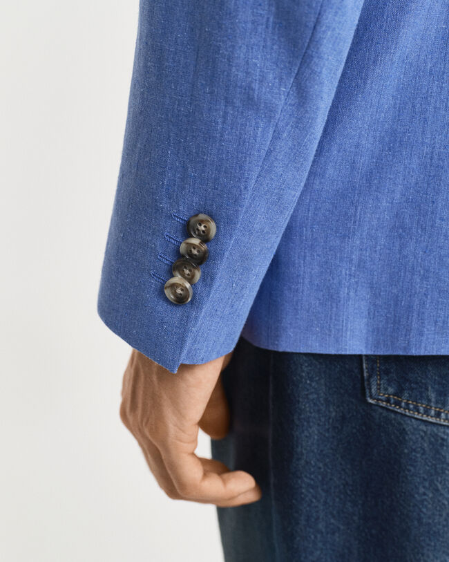 Slim Fit Baumwoll Leinen Anzugsakko